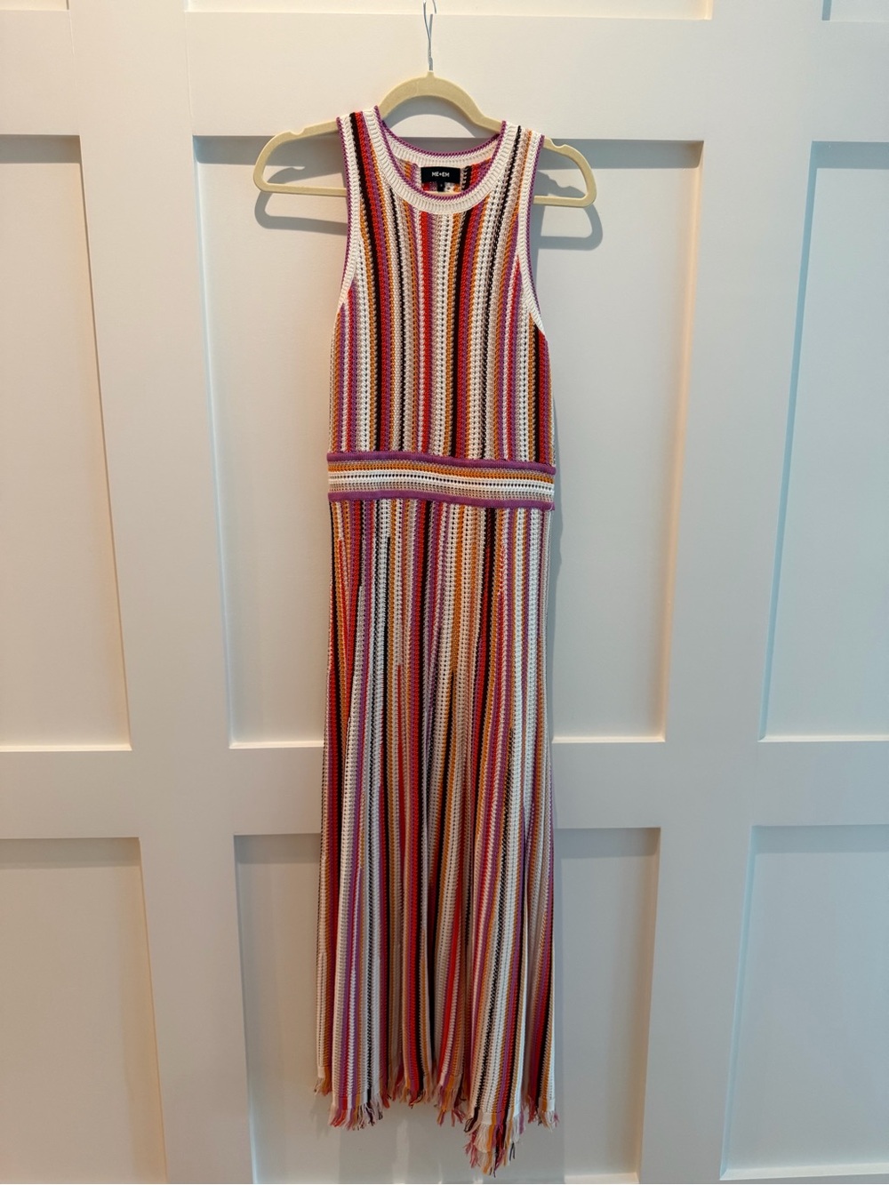 ME+EM Multicolor Striped Knit Crewneck Maxi Dress- size small